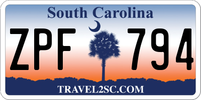 SC license plate ZPF794