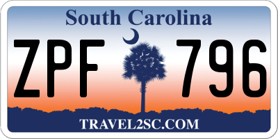 SC license plate ZPF796