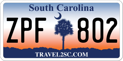 SC license plate ZPF802