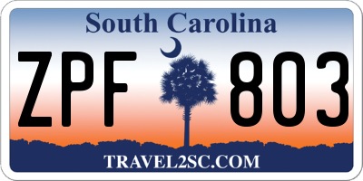 SC license plate ZPF803