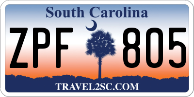 SC license plate ZPF805