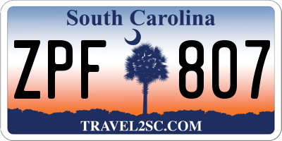 SC license plate ZPF807