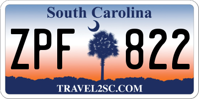 SC license plate ZPF822