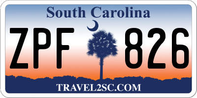 SC license plate ZPF826
