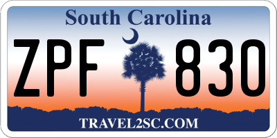 SC license plate ZPF830