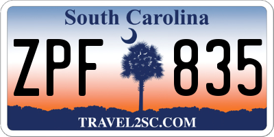 SC license plate ZPF835