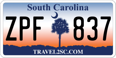 SC license plate ZPF837