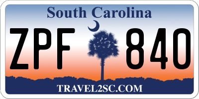 SC license plate ZPF840