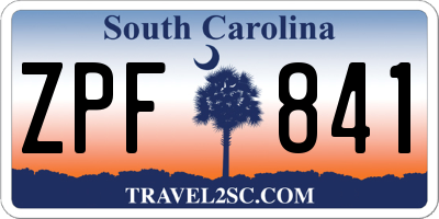 SC license plate ZPF841