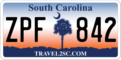 SC license plate ZPF842