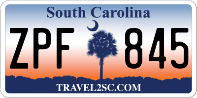 SC license plate ZPF845