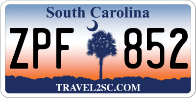 SC license plate ZPF852