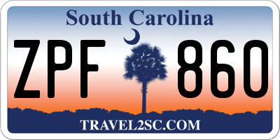 SC license plate ZPF860