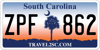 SC license plate ZPF862