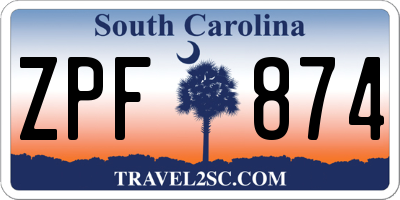 SC license plate ZPF874