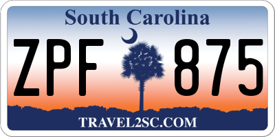 SC license plate ZPF875