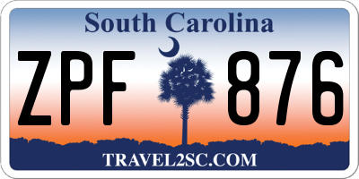 SC license plate ZPF876