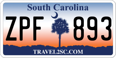 SC license plate ZPF893