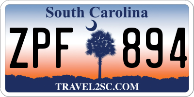 SC license plate ZPF894