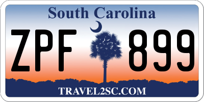 SC license plate ZPF899