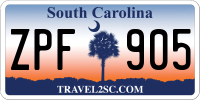 SC license plate ZPF905