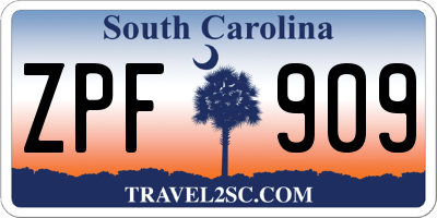 SC license plate ZPF909