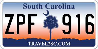 SC license plate ZPF916