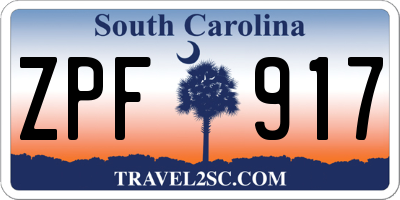 SC license plate ZPF917