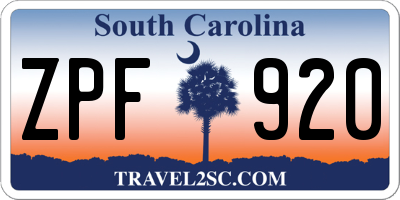 SC license plate ZPF920