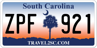 SC license plate ZPF921