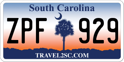 SC license plate ZPF929