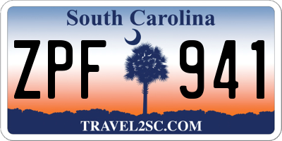 SC license plate ZPF941