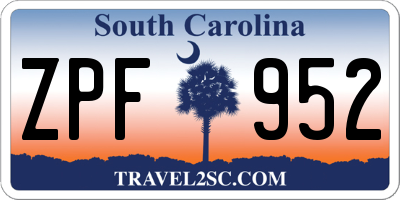 SC license plate ZPF952
