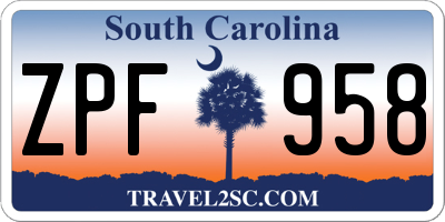 SC license plate ZPF958