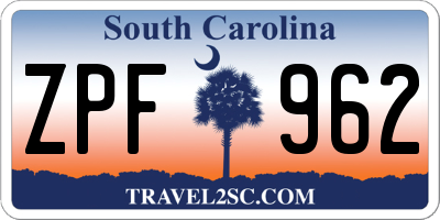 SC license plate ZPF962