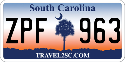 SC license plate ZPF963