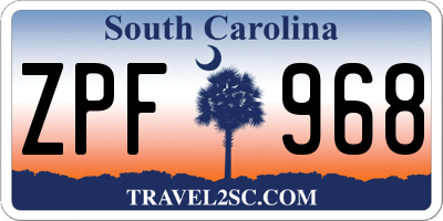 SC license plate ZPF968