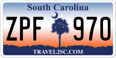 SC license plate ZPF970