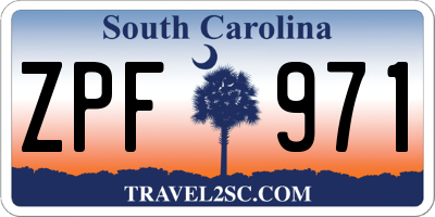 SC license plate ZPF971