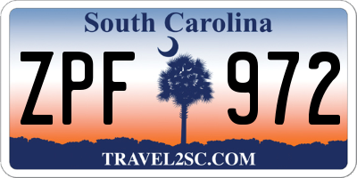 SC license plate ZPF972