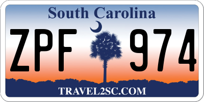 SC license plate ZPF974