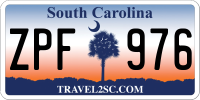 SC license plate ZPF976