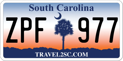 SC license plate ZPF977