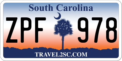 SC license plate ZPF978
