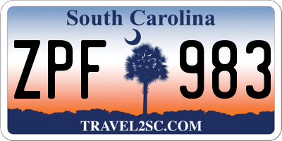 SC license plate ZPF983