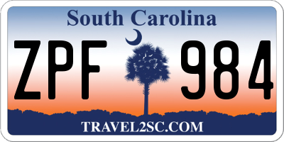 SC license plate ZPF984