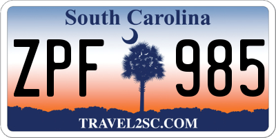 SC license plate ZPF985
