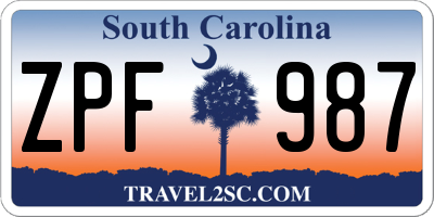 SC license plate ZPF987