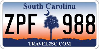 SC license plate ZPF988