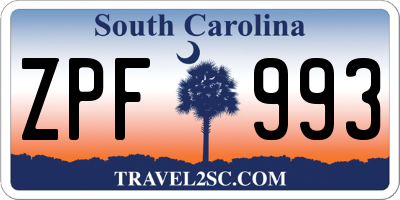 SC license plate ZPF993